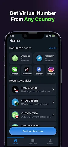 Virtual Number SMS ডাউনলোড করুন – WhatsApp ওটিপি ভেরিফিকেশন - Screenshot 2