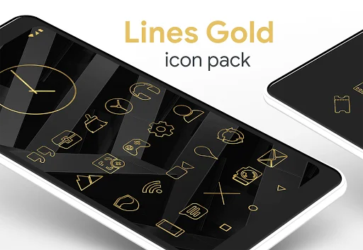 Lines Gold – Icon Pack ডাউনলোড করুন – গোল্ডেন আউটলাইন আইকন - Screenshot 1