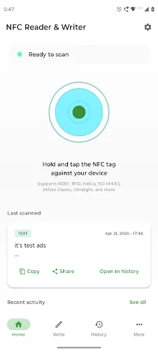 NFC/RF Reader and Writer ডাউনলোড করুন – দ্রুত NFC রিড ও রাইট - Screenshot 1