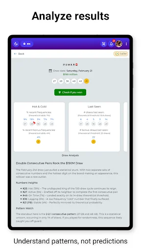 Lucky Picks: Lottery AI ডাউনলোড করুন – সেরা লটারি নম্বর জেনারেটর - Screenshot 15