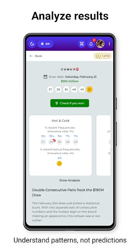 Lucky Picks: Lottery AI ডাউনলোড করুন – সেরা লটারি নম্বর জেনারেটর - Screenshot 7